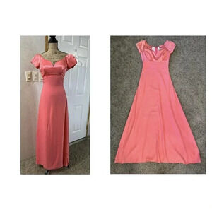 ALFRED ANGELO 80’s Vintage Pink Dress Sweetheart Neck Cup Sleeve Small Prom Wed